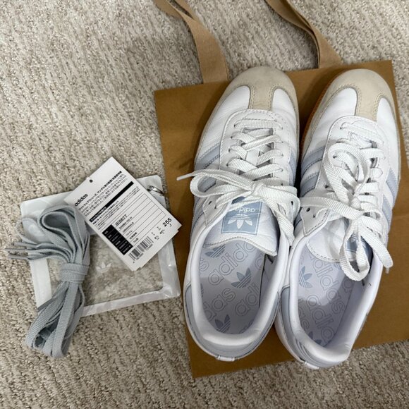 adidas Shoes - Adidas Sambas Originals White / Halo Blue - Womens 8.5
